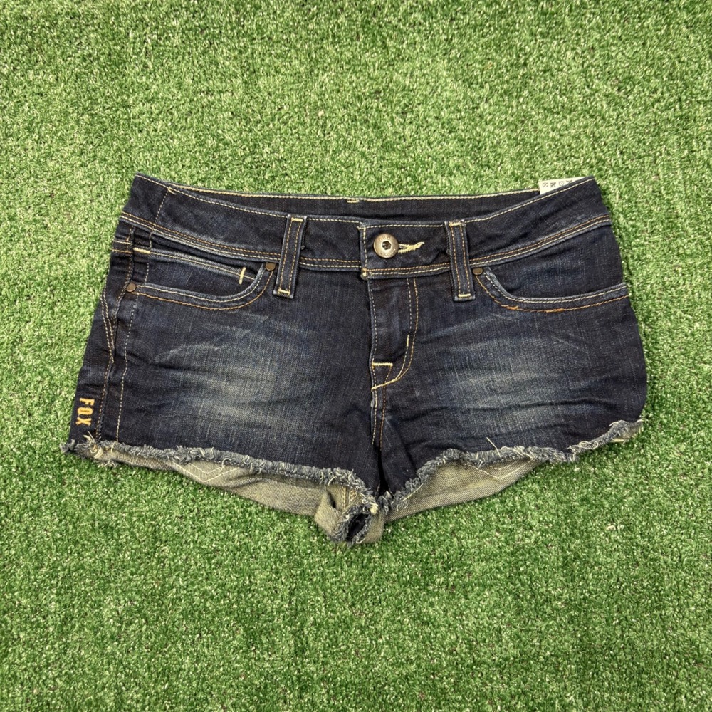Y2K Fox Racing Denim Cutoff Shorts Dark Wash Low Rise